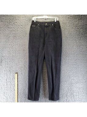 Lee Jeans Womens Size 14 Black Denim High-Waisted Relaxed Fit Tapered Legs USA